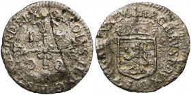 LUXEMBOURG, Duché, Charles II (1665-1700), billon demi-sou de Luxembourg, 1700, Anvers. D/ Croix fleuronnée, cantonnée de la date. R/ Ecu de Luxembour...