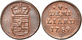LUXEMBOURG, Duché, Joseph II (1780-1790), Cu demi-liard, 1789, Bruxelles. Weiller 247; Probst L257-3; V.H. 863. 1,79g.
Superbe (Extremely Fine)