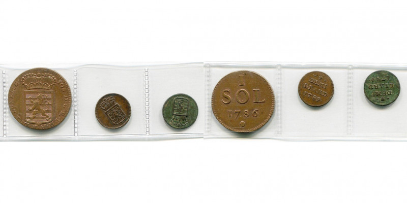 LUXEMBOURG, Duché, Joseph II (1780-1790), lot de 3 p.: sol, 1786; demi-liard, 17...