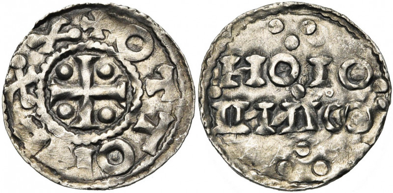 HUY, atelier royal, AR denier. Au titre d''Otton Ier (936-962). D/ + OTTO REXX C...