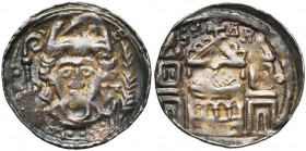 LIEGE, Principauté, Rodolphe de Zaeringen (1167-1191), AR denier, Maastricht. D/ RO-F- EPC B. mitré de f., ten. une crosse et une palme. R/ S M-AR Egl...