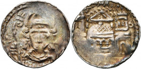 LIEGE, Principauté, Rodolphe de Zaeringen (1167-1191), AR denier, Maastricht. D/ RO-F- EPC B. mitré de f., ten. une crosse et une palme. R/ S M-AR Egl...