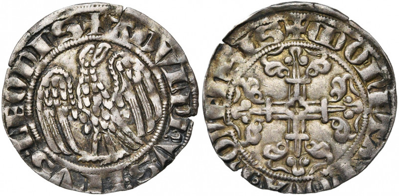 LIEGE, Principauté, Adolphe de la Marck (1313-1344), AR double esterlin à l''aig...