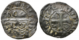 HEINSBERG (?), Jan I (1395-1438), Cu dubbele mijt. Vz/ + MONETA B[[E In het veld, DOE/NE. Kz/ + MONETA BERGE Gevoet kruis. Lucas - (cfr 44); v.d.Ch. -...