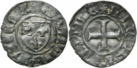 RUMMEN, Jan II van Wesemael (1415-1464), biljoen dubbele mijt, ca. 1427-1435. Vz/ + IOHAN· DE· WESEMA Wapenschild van Wesemael. Kz/ + MONETA· DE· RVMM...