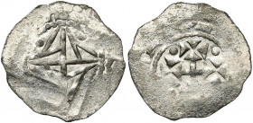 VLAANDEREN, Graafschap, Boudewijn V (1036-1067), AR denier, ca 1050, Atrecht (Arras). Vz/ Kruis omringd door ellipsen met in elk kwartier een bolletje...