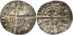 VLAANDEREN, Graafschap, Gwijde van Dampierre (1280-1305), AR sterling met de adelaar, ca. 1290-1292, Aalst. Vz/ +G COMES• FLANDRIE Tweekoppige adela...