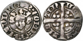 VLAANDEREN, Graafschap, Robrecht van Béthune (1305-1322), AR sterling, ca. 1317, Aalst. Vz/ + R COMES FLANDRI Gekroond hoofd. Kz/ MON-ETA- ALO-TEN ...