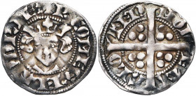 VLAANDEREN, Graafschap, Robrecht van Béthune (1305-1322), AR sterling, ca. 1317, Aalst. Vz/ + RCOMES FLANDRIE Gekroond hoofd. Kz/ MON-ETA- ALO-TEN ...