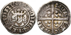 VLAANDEREN, Graafschap, Robrecht van Béthune (1305-1322), AR sterling, ca. 1317, Aalst. Vz/ + R COMES FLANDRI Gekroond hoofd. Kz/ MON-ETA- ALO-TEN ...