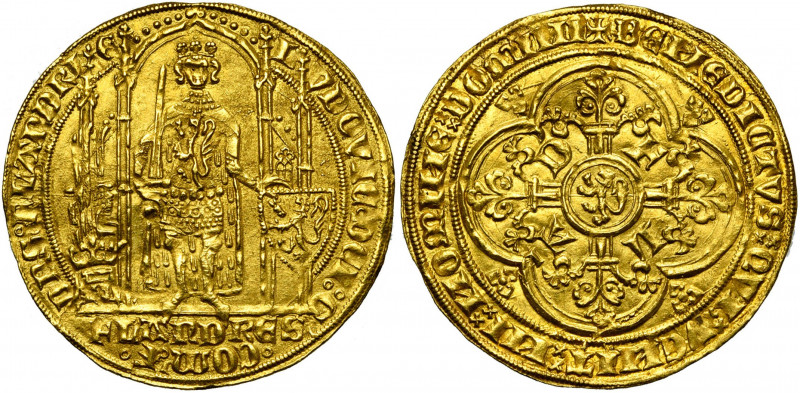 VLAANDEREN, Graafschap, Lodewijk van Male (1346-1384), AV gouden Flandres (Fland...