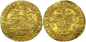 VLAANDEREN, Graafschap, Philips de Goede (1419-1467), AV gouden rijder, 1433-1447, Gent. Vz/ De hertog te paard n. r. met een opgeheven zwaard in de r...