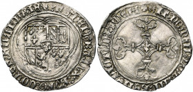 VLAANDEREN, Graafschap, Philips de Goede (1419-1467), AR dubbele stuiver, z.j. (1466-1467), Gent. Vz/ Bourgondisch wapenschild in een driepas. Kz/ Geb...