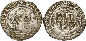 VLAANDEREN, Graafschap, Maria van Bourgondië (1477-1482), AR dubbel vuurijzer, 1477, Brugge. Vz/ Vuurijzer tussen twee tegenover elkaar zittende leeuw...