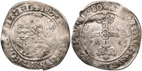 VLAANDEREN, Graafschap, Maria van Bourgondië (1477-1482), AR vuurijzer, 1480, Brugge. Vz/ Gezeten leeuw n. l. met het Bourgondisch wapenschild. Klaver...