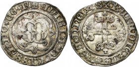VLAANDEREN, Graafschap, Maria van Bourgondië (1477-1482), AR groot, 1478, Brugge. Vz/ Grote M in een vierpas. Kz/ Gebloemd kruis. G.H. 41-3a; V.H. 57;...