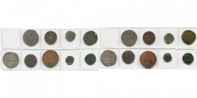 lot de 9 p., dont : Philippe II, jeton, 1585, Prise d''Anvers; gigot, 1598, Anvers; courte, s.d.; Albert et Isabelle, liard, 1609, Roermond; Philippe ...