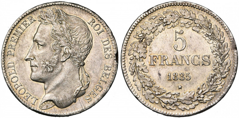 BELGIQUE, Royaume, Léopold Ier (1831-1865), AR 5 francs, 1835. Pos. A. Bogaert 1...