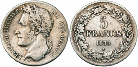 BELGIQUE, Royaume, Léopold Ier (1831-1865), AR 5 francs, 1835. Pos. A. Bogaert 122A.
Beau à Très Beau (Fine - Very Fine)