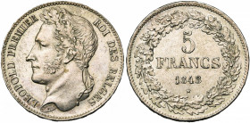 BELGIQUE, Royaume, Léopold Ier (1831-1865), AR 5 francs, 1848. Dupriez 375. Petits coups.
presque Superbe (about Extremely Fine)