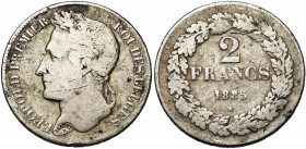 BELGIQUE, Royaume, Léopold Ier (1831-1865), AR 2 francs, 1835. Pos. A. Lettres inclinées à g. Bogaert 124A2. Très rare.
Beau (Fine)