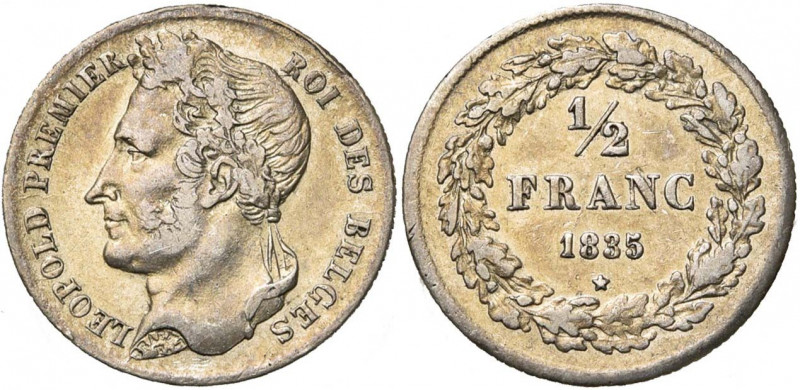 BELGIQUE, Royaume, Léopold Ier (1831-1865), AR 1/2 franc, 1835. Dupriez 128.
Tr...