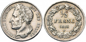 BELGIQUE, Royaume, Léopold Ier (1831-1865), AR 1/2 franc, 1835. Dupriez 128.
Très Beau (Very Fine)