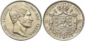 BELGIQUE, Royaume, Léopold Ier (1831-1865), 25 francs, 1847. Refrappe en argent. Tranche lisse. Bogaert 227B5.
Fleur de Coin (Uncirculated)