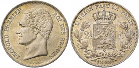 BELGIQUE, Royaume, Léopold Ier (1831-1865), AR 2 1/2 francs, 1848. Petite tête. Dupriez 382.
Très Beau (Very Fine)