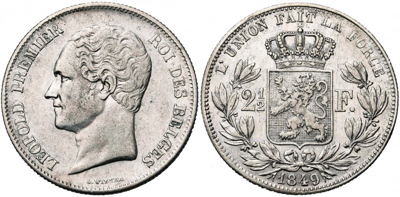 BELGIQUE, Royaume, Léopold Ier (1831-1865), AR 2 1/2 francs, 1849. Petite tête. ...