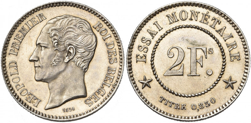 BELGIQUE, Royaume, Léopold Ier (1831-1865), 2 francs, 1859. Essai monétaire de W...