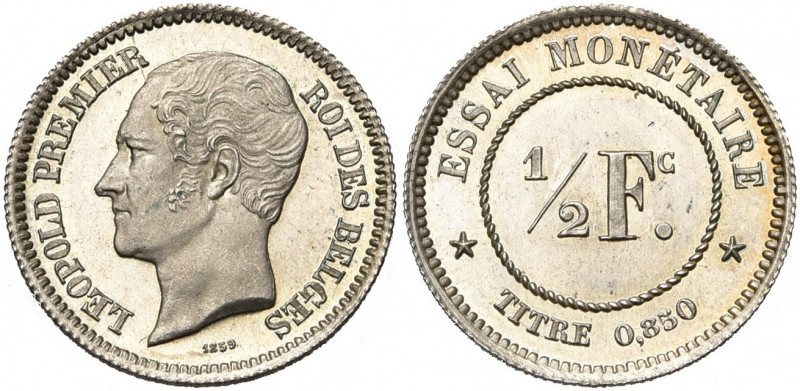 BELGIQUE, Royaume, Léopold Ier (1831-1865), AR 1/2 franc, 1859. Essai monétaire ...