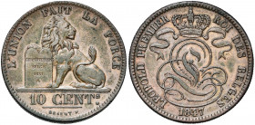 BELGIQUE, Royaume, Léopold Ier (1831-1865), Cu 10 centimes, 1847 sur 1837. BRAEMT F. avec point. Bogaert 346C.
Très Beau (Very Fine)