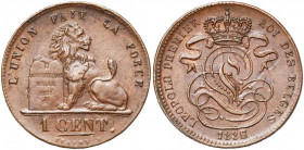 BELGIQUE, Royaume, Léopold Ier (1831-1865), Cu 1 centime, 1836 sur 1832. Bogaert 138C. Rare Surfrappé.
Superbe (Extremely Fine)