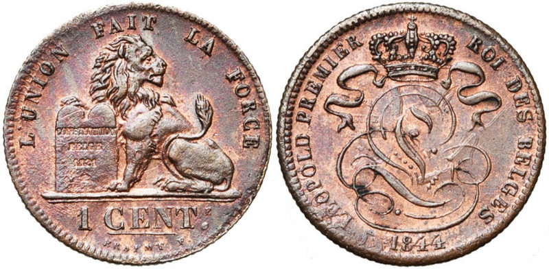 BELGIQUE, Royaume, Léopold Ier (1831-1865), Cu 1 centime, 1844. Dupriez 220. Rar...