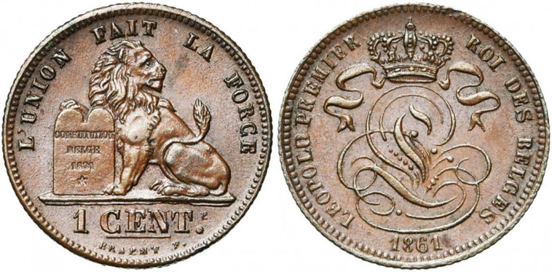 BELGIQUE, Royaume, Léopold Ier (1831-1865), Cu 1 centime, 1861. Dupriez 872.
Fl...