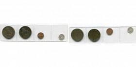 BELGIQUE, Royaume, Léopold Ier (1831-1865), lot de 4 p.: 10 centimes 1833 et 1847 (F. avec point), 1 centime 1850 (nettoyé)., 20 centimes 1853 (L W sa...