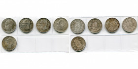 BELGIQUE, Royaume, Léopold II (1865-1909), lot de 5 p. de 5 francs: 1867, 1868 (pos. A), 1869, 1872, 1875.
presque Superbe (about Extremely Fine)