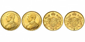 BELGIQUE, Royaume, Albert Ier (1909-1934), AV lot de 2 p. de 20 francs: 1914FR et NL, pos. A. Dupriez 1976 et 1981.
Très Beau à Superbe (Very Fine - ...
