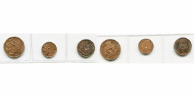 BELGIQUE, Royaume, série de 3 essais en cuivre rouge: Léopold II, 25 centimes 1908FR (Dupriez 1654); 5 centimes 1906NL (Bogaert 1624B4); Albert Ier, 1...