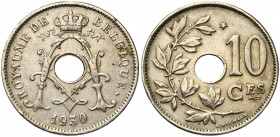 BELGIQUE, Royaume, Albert Ier (1909-1934), Cupro-nickel 10 centimes, 1930FR. Etoile sur une pointe. Deux traits sous Ces. Dupriez 2411. Rare.
Très Be...