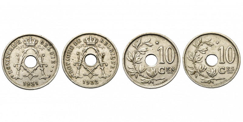 BELGIQUE, Royaume, Albert Ier (1909-1934), lot de 2 p. de 10 centimes: 1931NL (é...