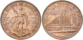 BELGIQUE, Royaume, Léopold III (1934-1951), 50 francs, 1935FR. Exposition universelle. Essai en cuivre rouge. Tranche lisse. Dupriez 2529; Bogaert 252...