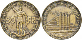 BELGIQUE, Royaume, Léopold III (1934-1951), 50 francs, 1935FR. Exposition universelle. Essai en bronze mat. Tranche inscrite. Pos. B. Bogaert 2530B1. ...