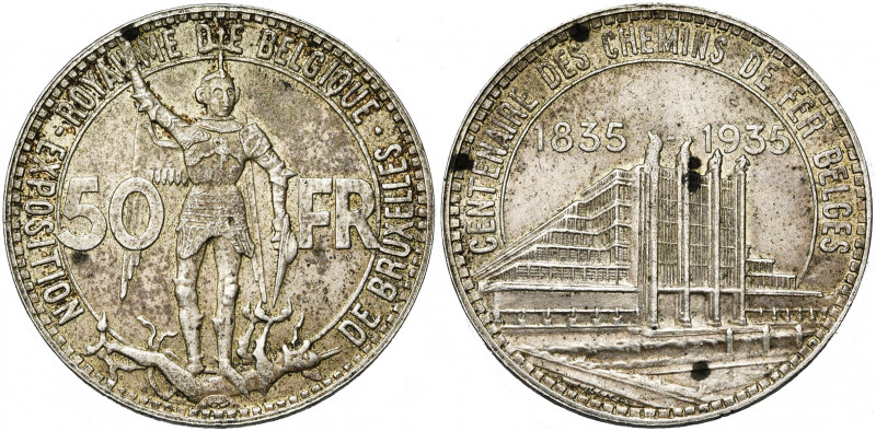 BELGIQUE, Royaume, Léopold III (1934-1951), AR 50 francs, 1935FR. Pos. B. Frappe...