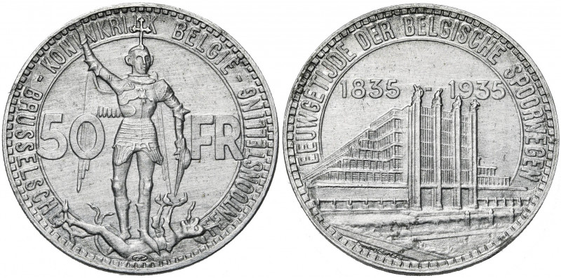 BELGIQUE, Royaume, Léopold III (1934-1951), aluminium 50 frank, 1935NL. Expositi...