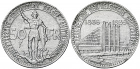 BELGIQUE, Royaume, Léopold III (1934-1951), aluminium 50 frank, 1935NL. Exposition universelle. Essai en aluminium. Tranche cannelée. Bogaert 2541B4. ...