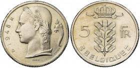 BELGIQUE, Royaume, Régence du prince Charles (1944-1950), 5 francs, 1948FR. Essai de Rau en cupronickel. Le mot ESSAI en relief. Tranche cannelée. Bog...