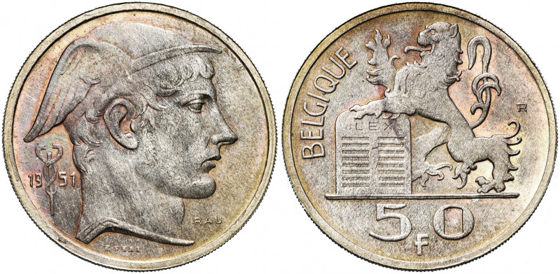 BELGIQUE, Royaume, Baudouin (1951-1993), 50 francs, 1951FR. Essai de Rau en arge...