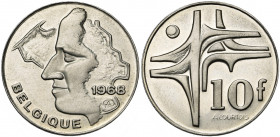 BELGIQUE, Royaume, Baudouin (1951-1993), 10 francs, 1968FR. Essai de Courtois en nickel. Tranche lisse. Bogaert 3236. Très rare.
Fleur de Coin (Uncir...